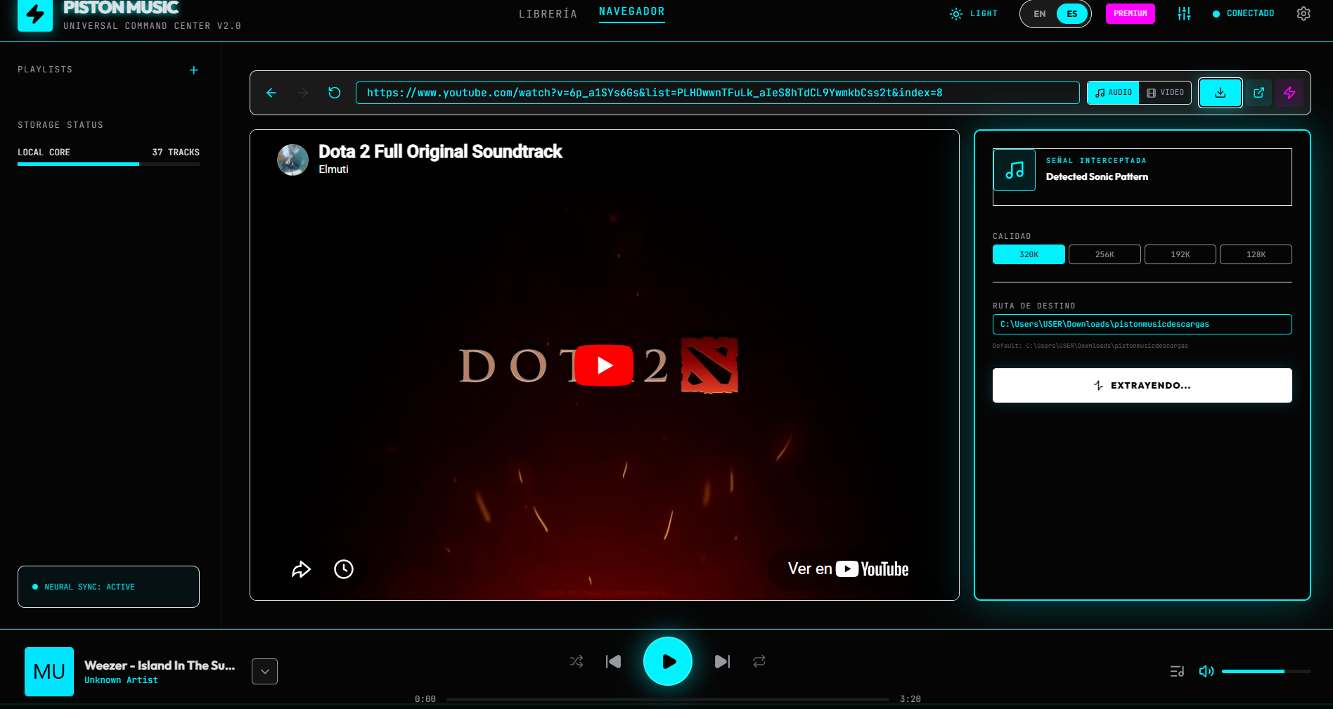 Resultado de descarga en Pistón Music