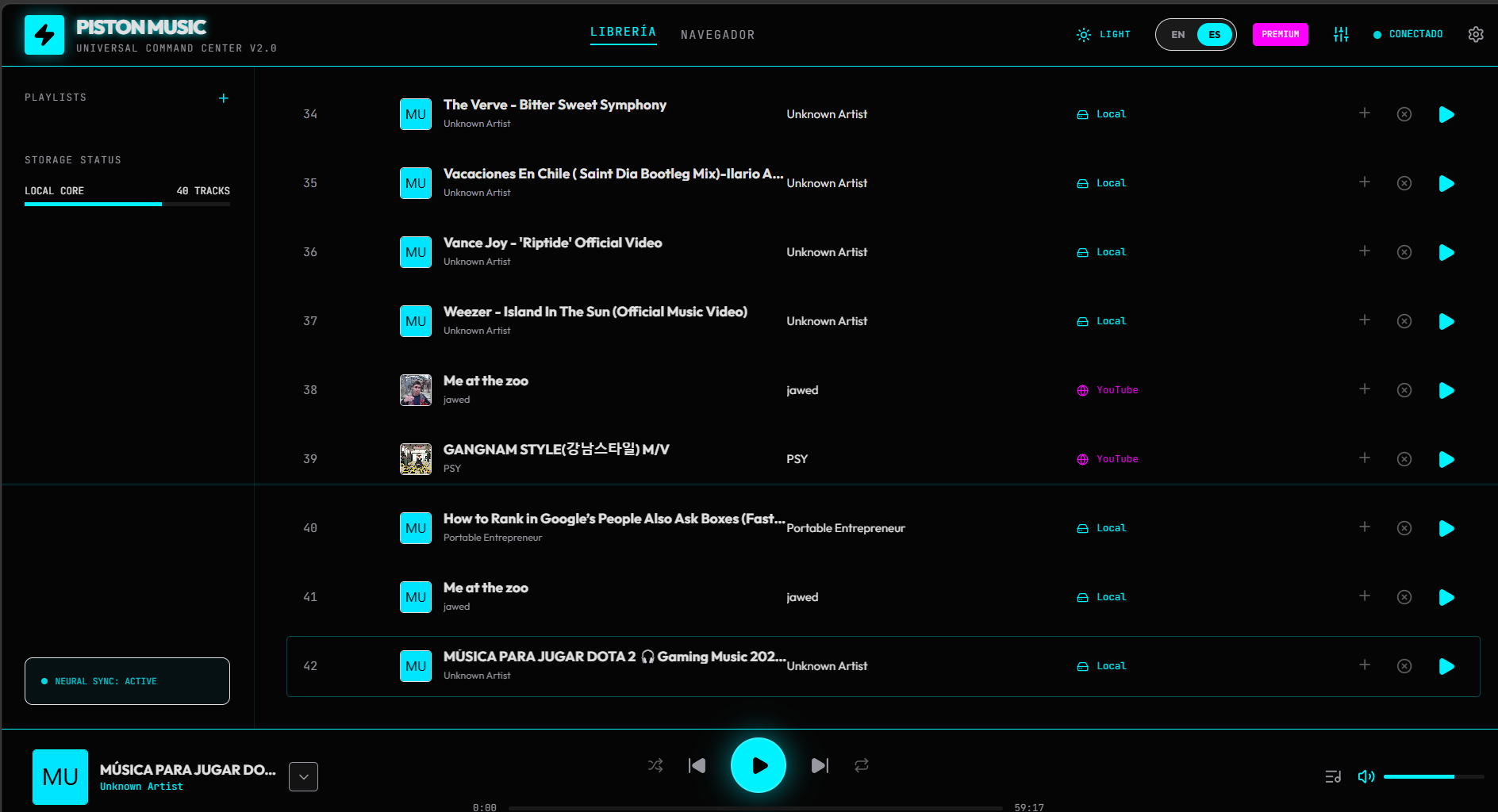 Playlist de canciones descargadas en Pistón Music