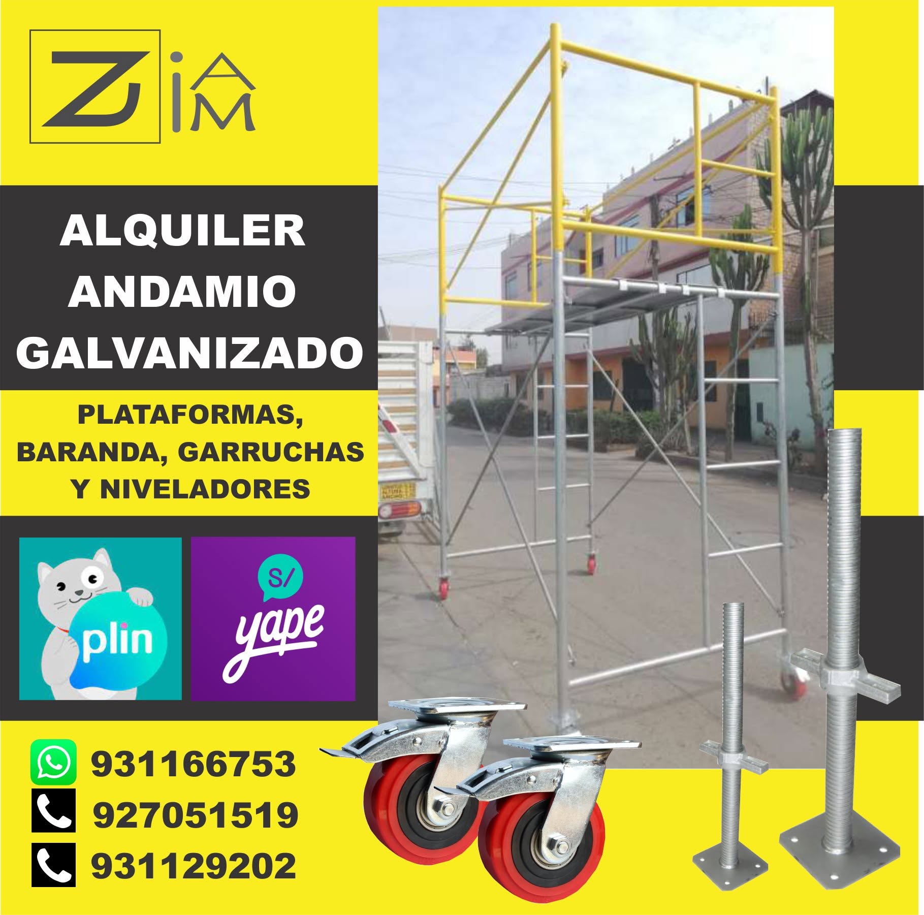 Andamios galvanizados en alquiler en Huánuco